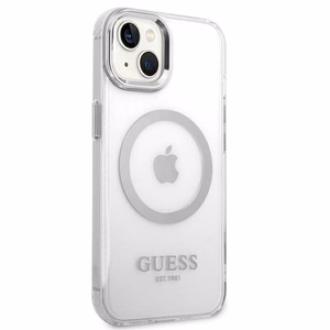 Guess GUHMP14SHTRMS iPhone 14 6.1" hõbedane/hõbedane hard ümbris Metal Outline Magsafe
