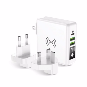 Multifunction laadija Forcell F-Energy 4in1 2 x USB A + USB C 15W + akupank 8000mAh + juhtmevaba charging valge