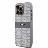 DKNY Leather Mono Stripe & Metal Logo ümbris jaoks iPhone 14 Pro Max - beige