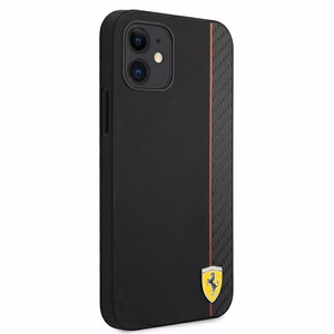 Ferrari FESAXHCP12SBK iPhone 12 mini 5.4" жёсткий чехол чёрный/чёрный On Track Carbon Stripe