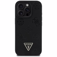 Guess Grained Hot Stamp Peony Triangle Logo MagSafe Ümbris jaoks iPhone 16 Pro - Must