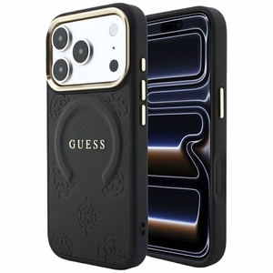 Ümbris mudelile IPHONE 18 Pro/17 Pro ühildub MagSafe'iga (Saffiano Peony Ring) (värv: must)