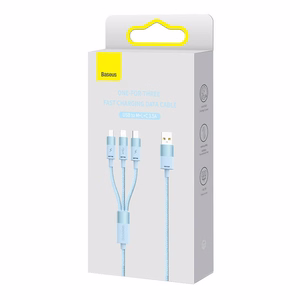 3in1 USB kaabel Baseus StarSpeed Series, USB-C + Micro + Lightning 3,5A, 1.2m (sinine)