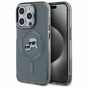 Karl Lagerfeld KLHMP15XHLSKCK Чехол iPhone 15 Pro Max 6.7" чёрный/чёрный IML металлические головы Karl&Choupette MagSafe