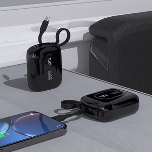 Dudao K32 Powerbank 22.5W 10000 mAh with Built-in USB-C/ Lightning Cable - Black