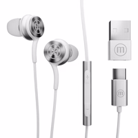 Maxell XC1 USB-C wired headphones with USB-A adapter valge