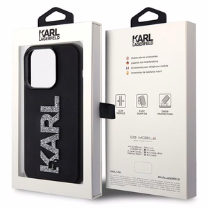 KARL LAGERFELD ümbris jaoks IPHONE 15 Pro KLHCP15L3DMBKCK (3D Logo Glitter) must