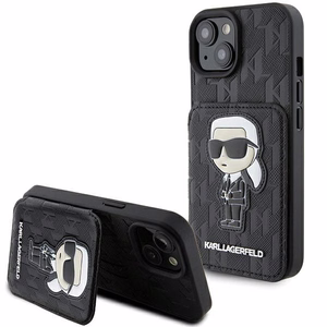 Karl Lagerfeld Saffiano Cardslots and Stand Monogram Ikonik Patch ümbris jaoks iPhone 15 - must