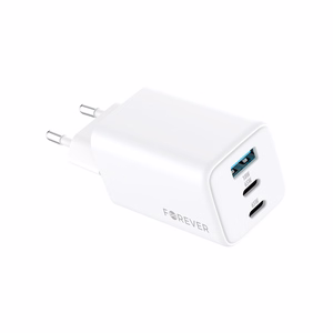 Forever TC-08-65ACC GaN PD QC laadija 2x USB-C 1x USB 65W valge