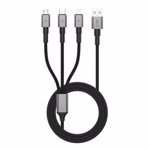Tech-Protect UltraBoost DNA 3in1 USB-C / Micro-USB / Lightning kaabel 120 cm - hall