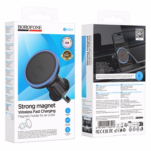 Borofone autohoidja BH224 Flash magnetiline induktsioonlaadimisega õhuventilatsiooni musta värvi