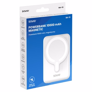 Savio BA-13 akupank 10000 mAh juhtmevaba laadimine valge