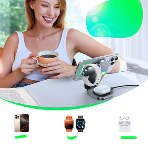 Joyroom JR-W17 Qi Беспроводное индукционное зарядное устройство 3в1 - чёрный