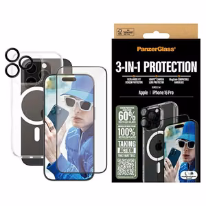 PanzerGlass Bundle 3in1 iPhone 16 Pro 6.3" D3O Hardcase + Ekraanikaitse UWF+ Lens B1292+2862+1284