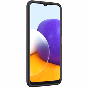 Nillkin Textured Case vastupidav tugevdatud ümbris koos geelraami ja nailonist tagaküljega Samsung Galaxy A22 4G mustale küljele