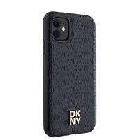 DKNY Leather Monogram Pattern Metal Logo MagSafe Ümbris jaoks iPhone 11 / Xr - Must