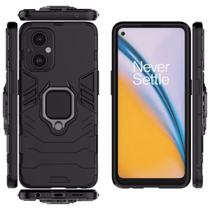 Ring Armor kõva hübriidkate + magnetiline hoidja OnePlus Nord N20 5G jaoks must