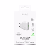 GaN Puro SLIMPRO 30W USB-C Wall Laadija - valge