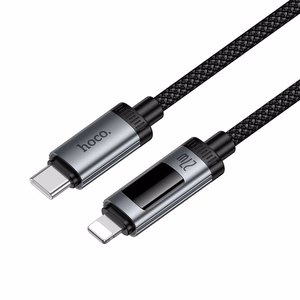Кабель для передачи данных с цифровым дисплеем USB C to Lightning Hoco PD 27W 1,2 м U148 чёрный
