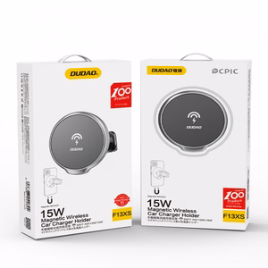 Autoehoidik Dudao F13XS must (15W / Magsafe ühilduv) (magnetiline / ventilatsioonivõre)