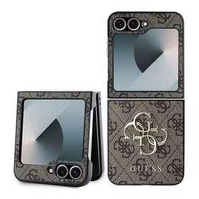 Guess Leather 4G Metal Logo Ümbris jaoks Samsung Galaxy Z Flip 6 - Brown