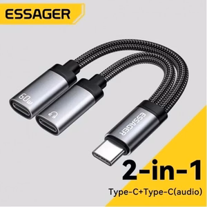 Adapter Essager Dual String2 must (In: Male Type-C / Out: Female 2xType-C)