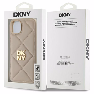 DKNY Quilted Stack Logo iPhone 15 Plus Ümbris - Beige