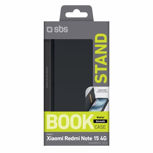 SBS Wallet Smooth ümbris Xiaomi Redmi Note 15 4G with Flip Cover - must