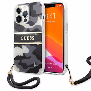 Guess GUHCP13LKCABBK iPhone 13 Pro / 13 6.1" чёрный/чёрный жёсткий чехол Camo Strap Collection