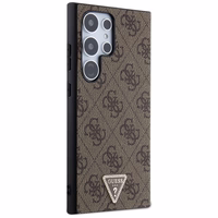 Guess Grip Stand 4G Triangle Strass Ümbris jaoks Samsung Galaxy S24 Ultra - Brown