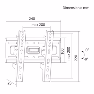 Maclean MC-189 – TV-seinakinnitus, 13–43-tolline, VESA 200×200, kuni 45 kg, must, kallutus +2° to -10°