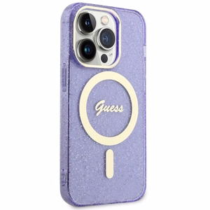 Guess GUHMP14LHCMCGU iPhone 14 Pro 6.1" lilla/lilla hardcase Glitter kuldne MagSafe