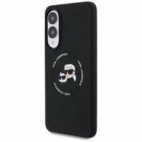 Karl Lagerfeld Silicone nauble Heads And Circle MagSafe ümbris jaoks Samsung Galaxy S25 Edge - must