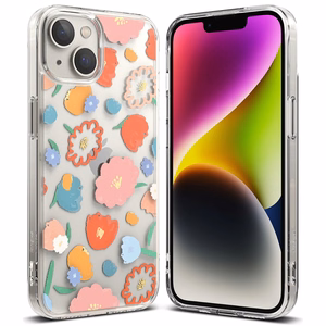 Ringke Fusion Design soomustatud ümbrise kate geelraamiga iPhone 14 Plus läbipaistev (lilleline) (FD637E31)