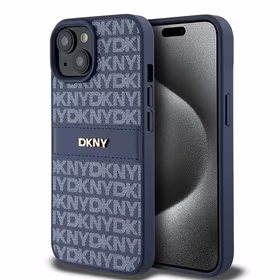 DKNY Leather Mono Stripe & Metal Logo ümbris jaoks iPhone 15 / 14 / 13 - sinine