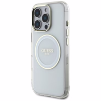 Guess IML Metal Colored Circle Classic Logo MagSafe ümbris jaoks iPhone 16 Pro - valge
