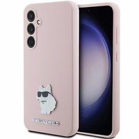 Karl Lagerfeld Silicone Choupette Metal Pin ümbris jaoks Samsung Galaxy S23 FE - roosa
