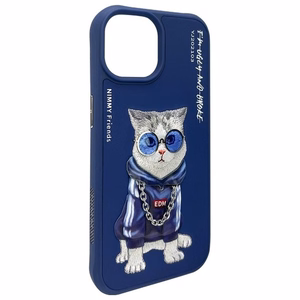 Nimmy Glasses Cool Cat Ümbris jaoks iPhone 15 - Sinine