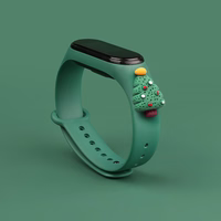 Rihm Xmas Xiaomi Mi Band 3 / 4 jõuludeks Silikoonist rihmaga käevõru koos jõulupuuga - tumeroheline