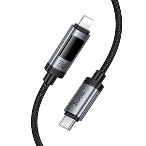 Кабель для передачи данных с цифровым дисплеем USB C to Lightning Hoco PD 27W 1,2 м U148 чёрный