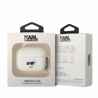 Karl Lagerfeld KLAPRUNCHH AirPods Pro cover valge/valge Silicone Choupette Head 3D