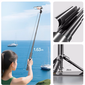 Blavec Selfie Stick Aluminium Fusion P-12 Magsafe Auto pop tripod + remote control 1,60 metres (SSFP12-MTRAPB160) black