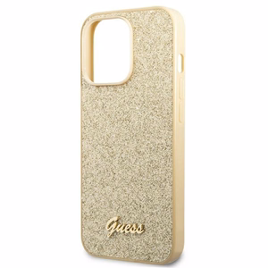 Guess Glitter Script ümbris iPhone 14 Pro jaoks - kuldne