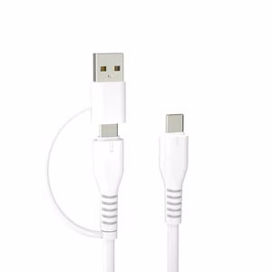 Forever ringlussevõtu kaabel 2w1 1,5m 3A USB-C - USB-C + USB-A KR2W1-00 valge