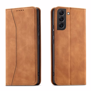 Magnet Fancy Ümbris jaoks Samsung Galaxy S23+ flip cover wallet stand brown