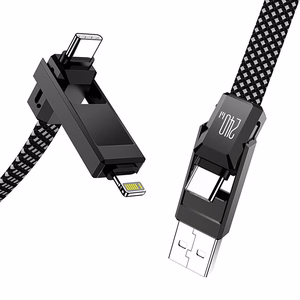 Blitzwolf BW-HDC7 4-in-1 USB+C+Lightning kaabel 240W 1.2m (must)