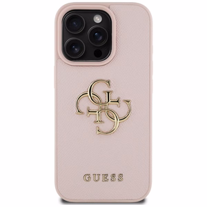 Guess Grained Big 4G Logo Small Classic Logo Ümbris jaoks iPhone 16 Pro - roosa