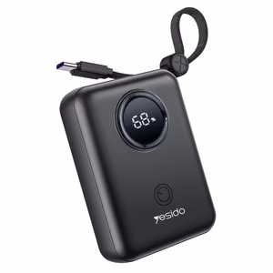 YESIDO POWERBANK YP64 10000mAh 22,5W LED USB-A+C + USB-C/LIGHTNING KAABEL must