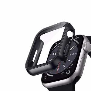 Crong Hybrid Watch Case integreeritud klaasiga kaitseümbris Apple Watch 41 mm kellale, must
