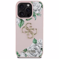 Guess Grained Roses Big 4G logo iPhone 16 Pro Max ümbris - roosa